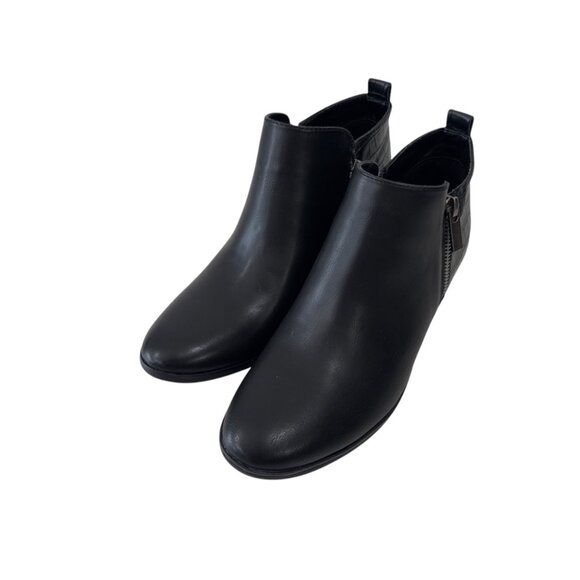 Eva &Zoe Women SZ 7.5 Black Faux Leather & Croc Embossed Ankle Booties - Picture 12 of 12